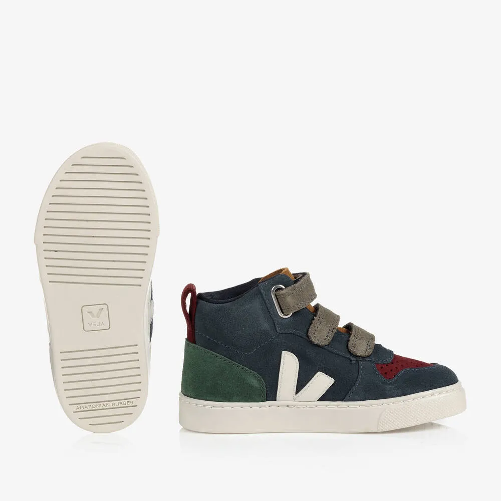 Blue Colourblock V-10 High-Top Trainers