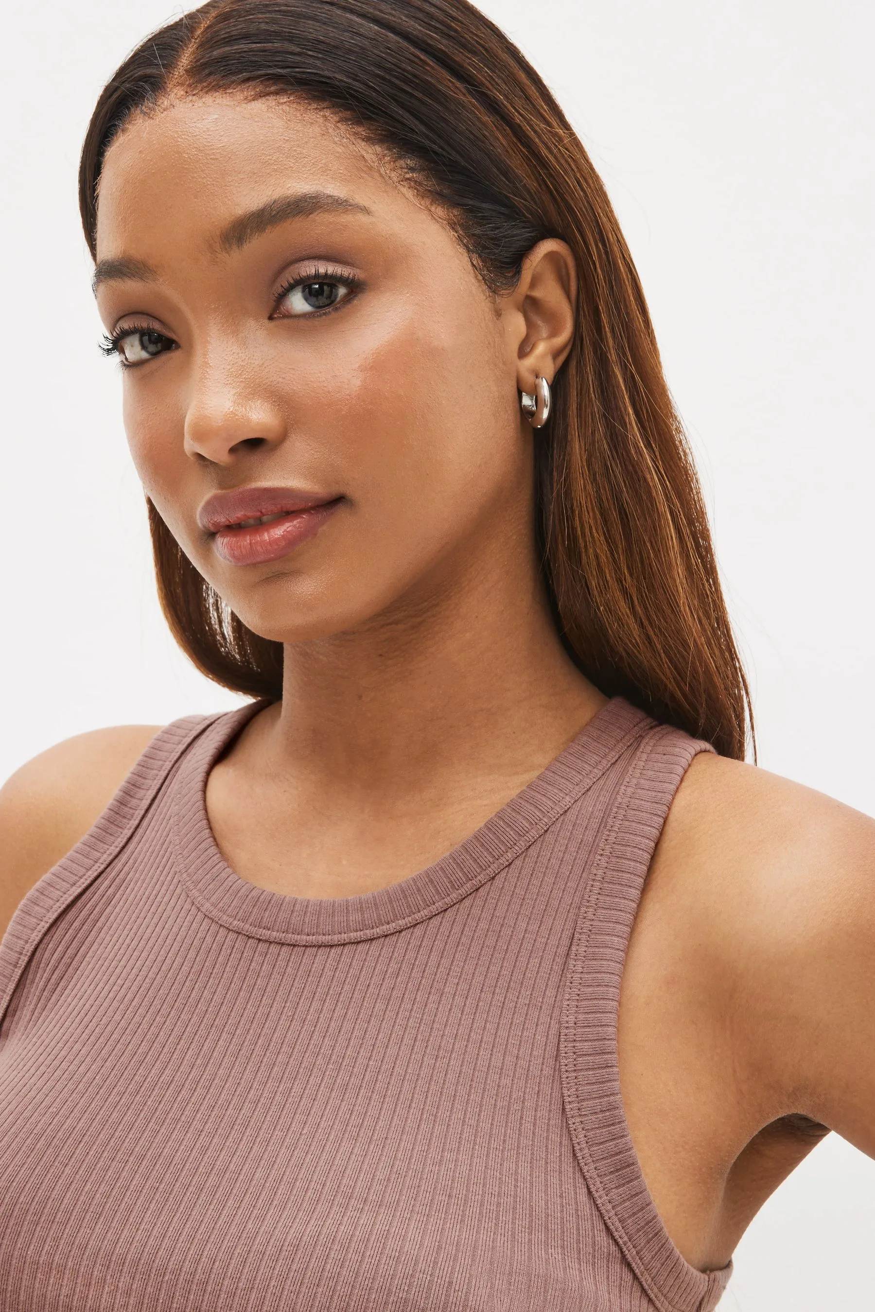 Brown High Neck Vest Tank Top