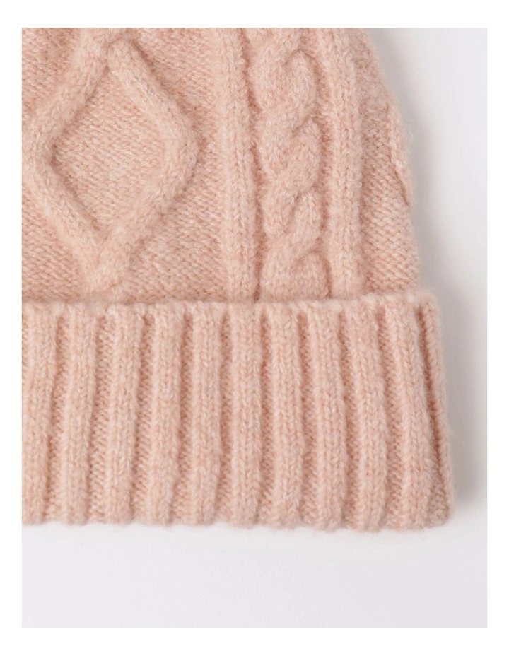 Cable Beanie With Pom