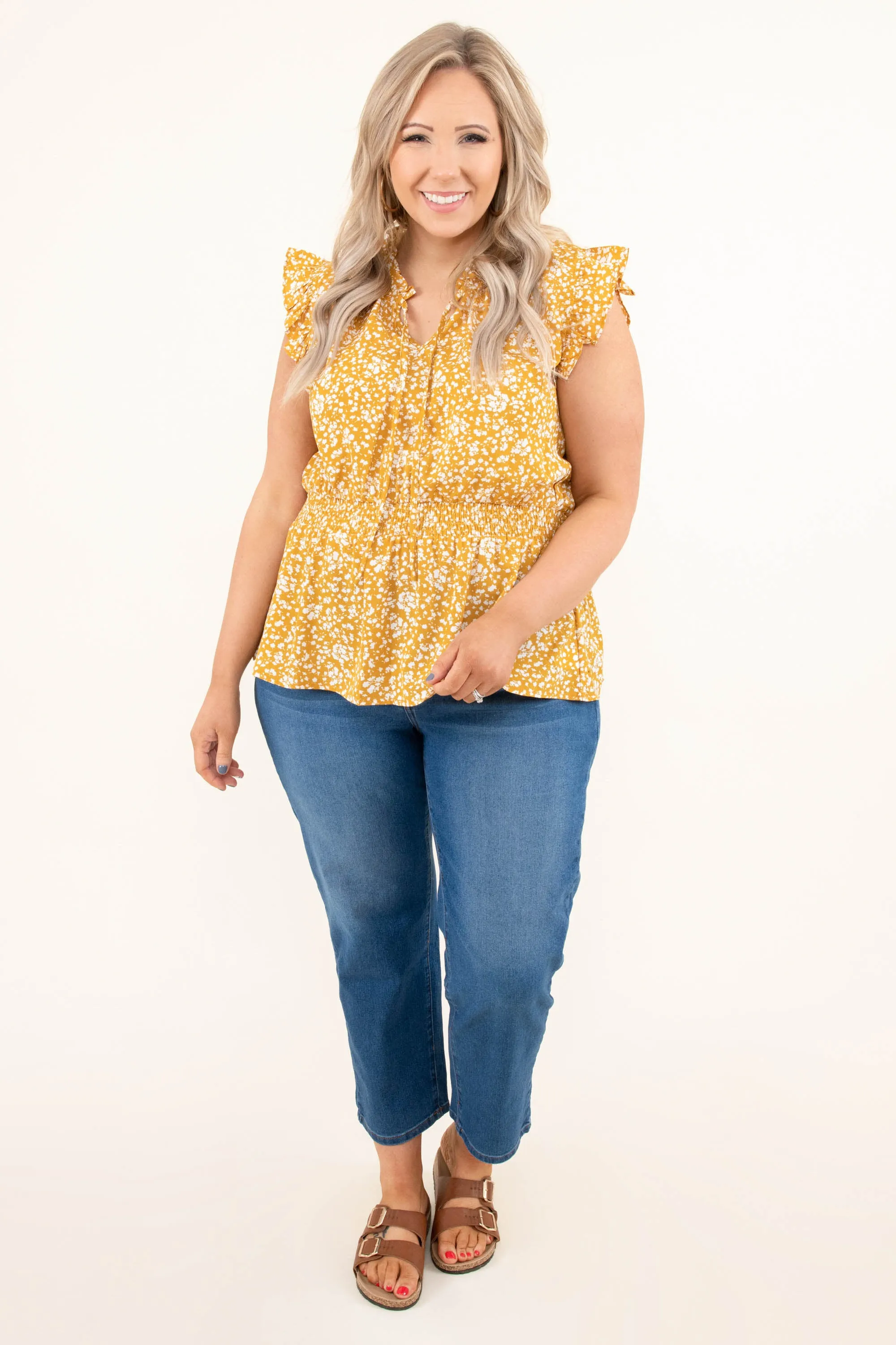 Cheers To The Future Blouse, Mustard