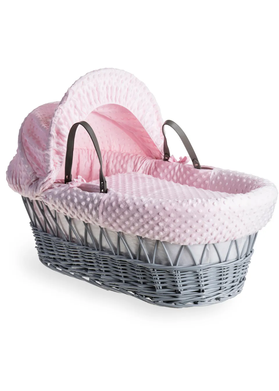 Clair de Lune Pink Dimple Wicker Moses Basket