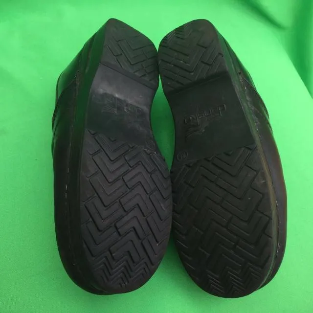DANSKO BLACK LEATHER SLIP ONS MULES LOAFERS DRESS WORK S...