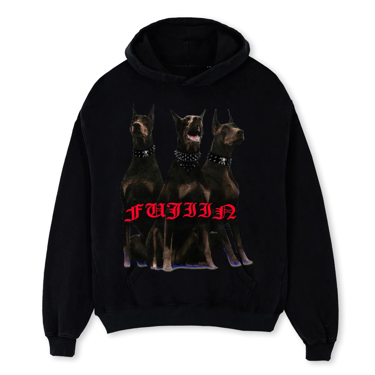 DOBBERMAN HOODIE Black Oversized Hoodie.