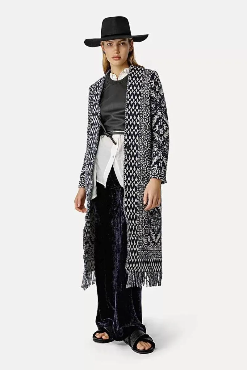     FORTE FORTE     Coat Clio Jacquard 10600_my Coat Notte