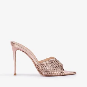 GILDA SANDAL 110 mm Gold pink fishnet sandal with Crystals