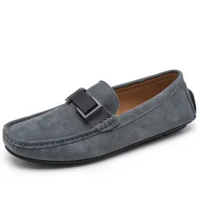 Grey buckle strap slip on shoe loafer