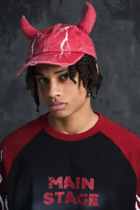 Trippie Redd Graphic Print Distressed Horn Cap In Red