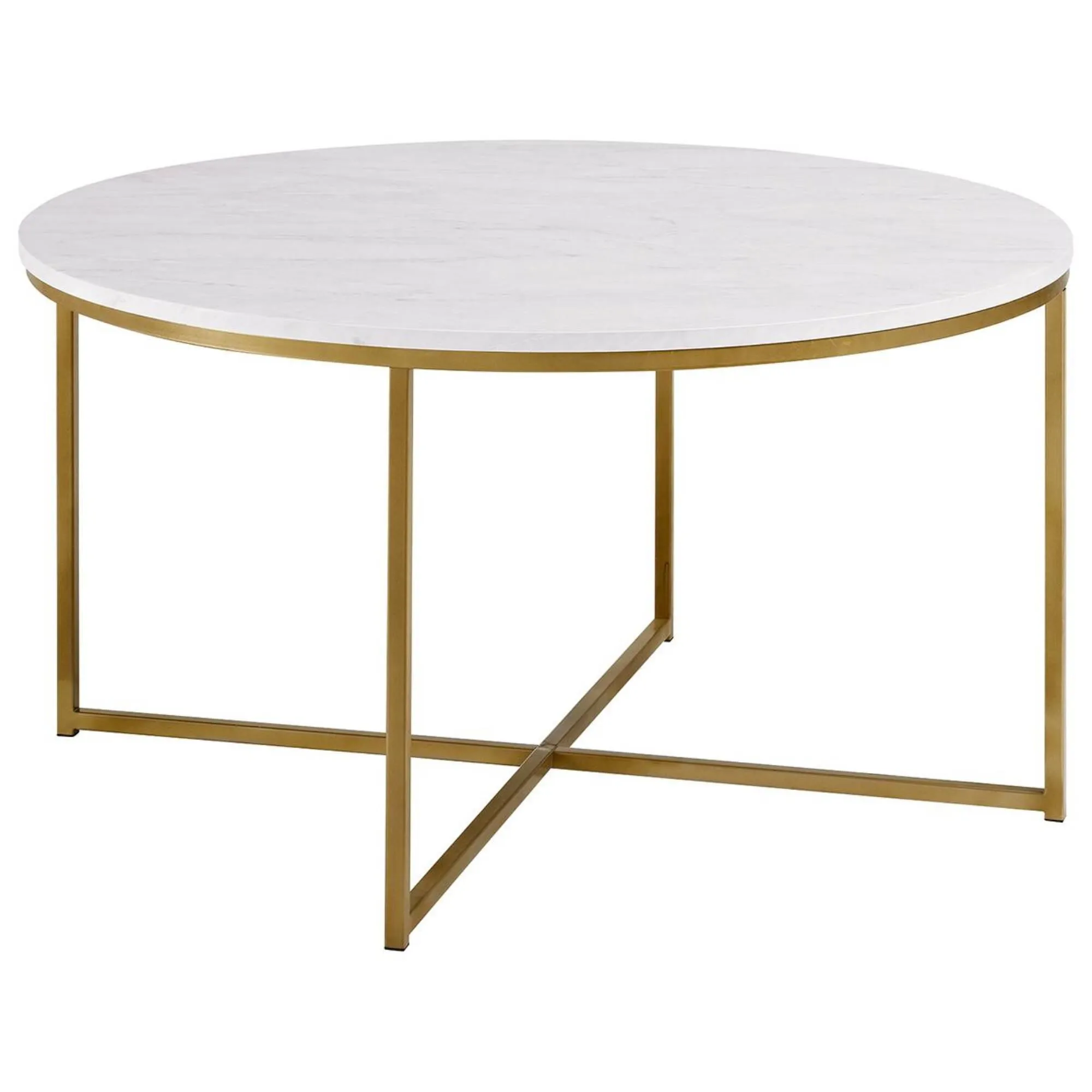 Walker Edison Alissa Coffee Table in Faux Marble and Gold